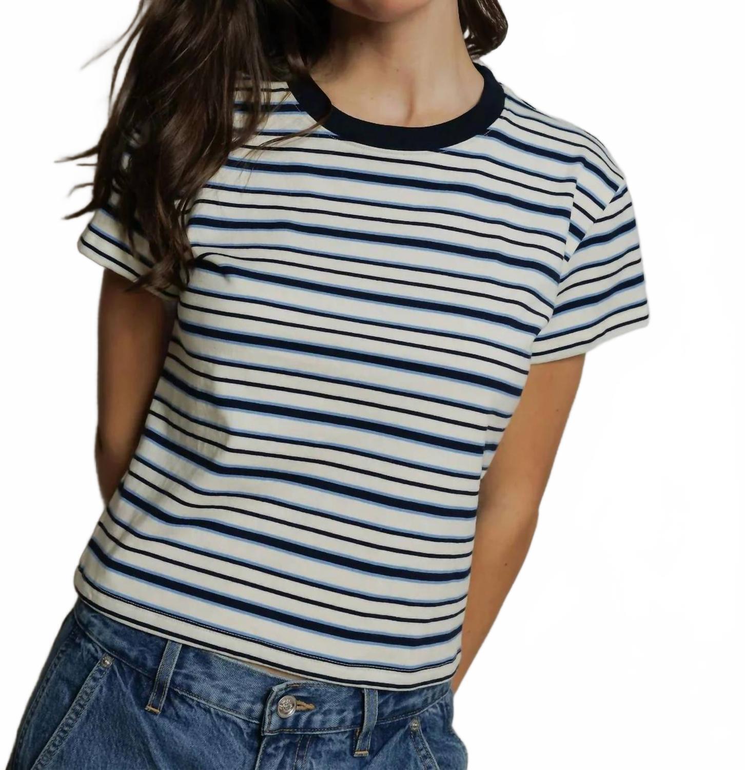 New Perfectwhitetee Dawn Cotton Jersey Ringer Striped Tee In Blue